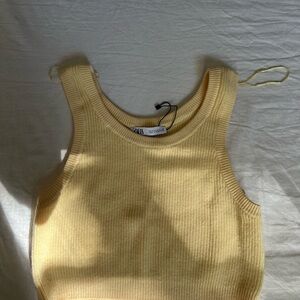 Zara Cream Ribbed Knit Top